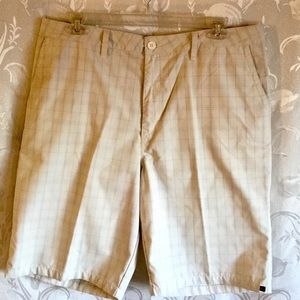 Quiksilver Tan & Gray Plaid Performance Shorts